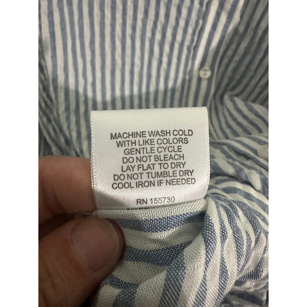Jane + Delancey Women's 1X Striped Button-Down Shirt Blouse Blue White Rayon - Picture 6 of 10
